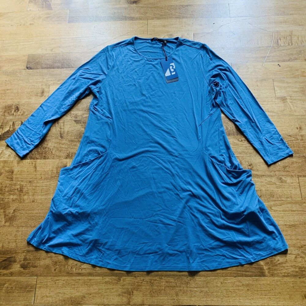 Betabrand Travel Dress Modal Silk Luxe Jersey Pockets Blue NEW Size XL